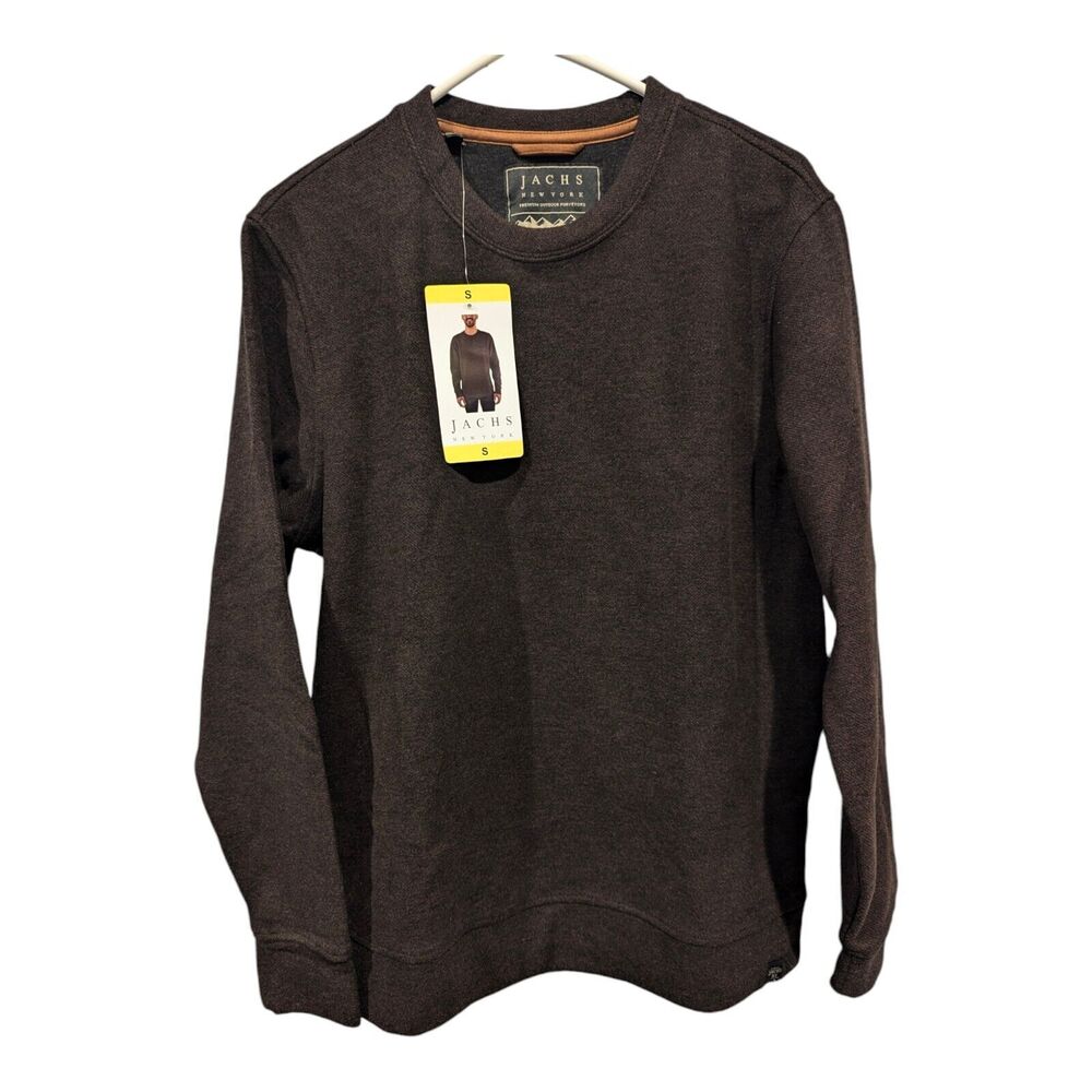 Jachs NY Mens Brown Wool Blend Long Sleeve Crewneck Pullover Sweater NEW Small